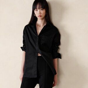 Banana Republic Black Linen Boyfriend Shirt